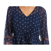 Style & Co. Tie-Front Floral Print Peasant Blouse – Devine Ditsy Blue, Size M