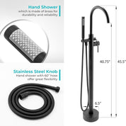 Freestanding Floor Mount Tub Faucet Bathtub Filler, Hand Shower