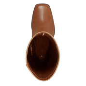 Marc Fisher Women's Dacea Tapered Block Heel Dress Boots Dark Natural Leather Size - 7 M