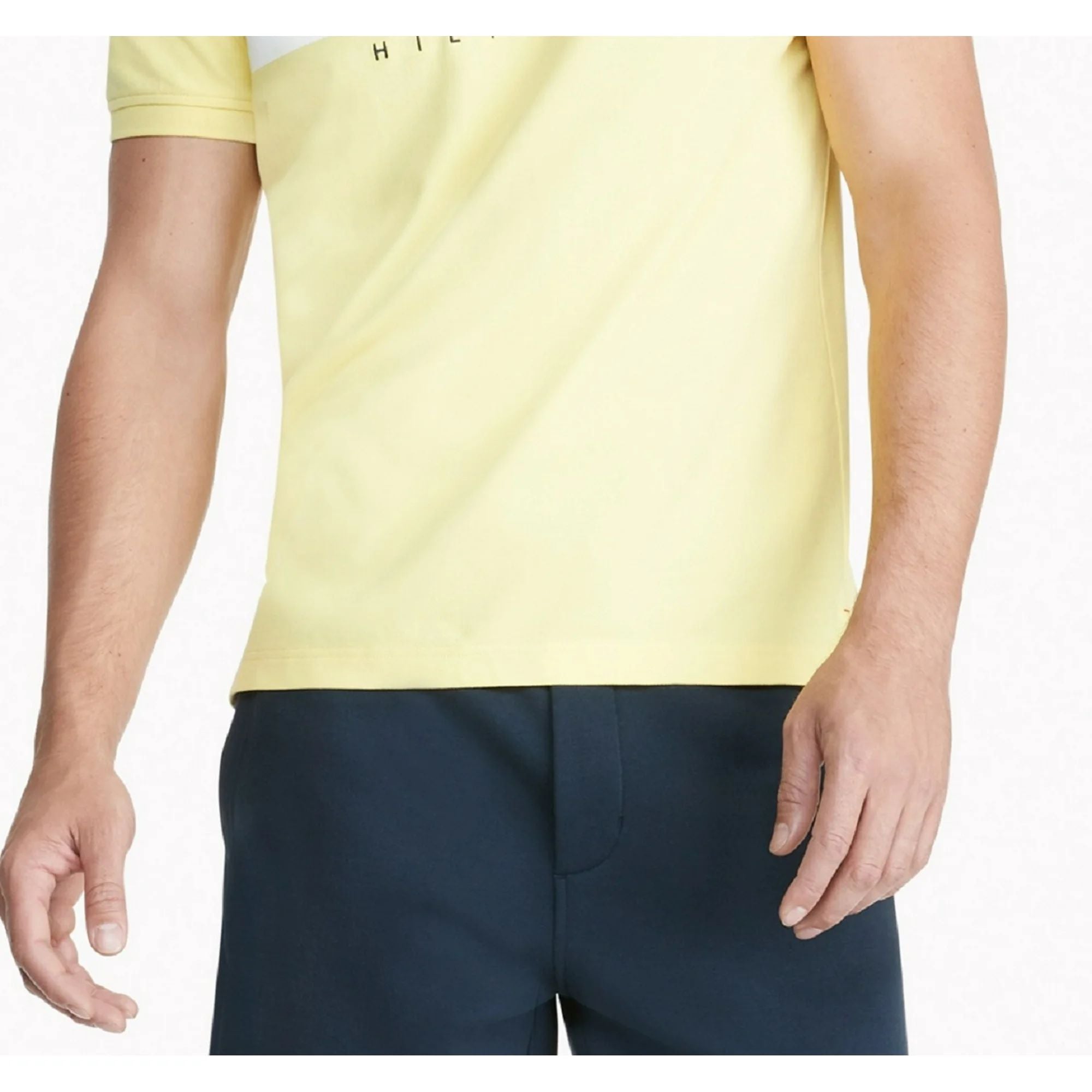 Tommy Hilfiger Men's Custom Fit Short Sleeve Polo Shirt, Yellow - XL