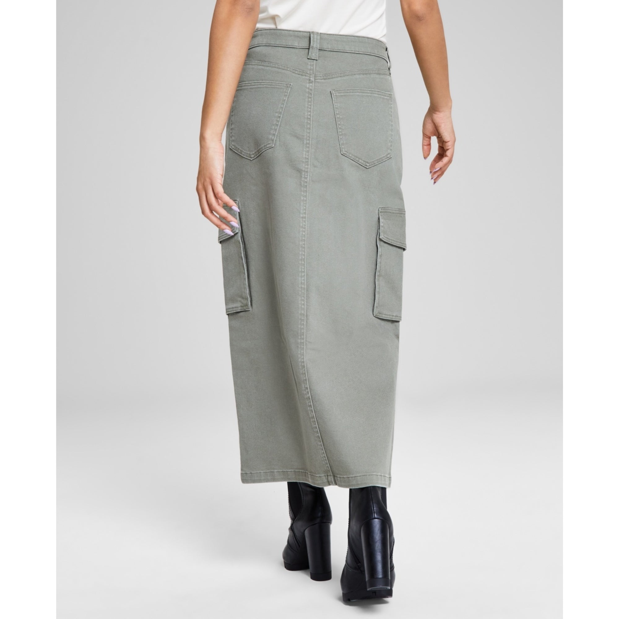 And Now This Women's Cargo Maxi Skirt – Crushed Oregano, Green Size - 0