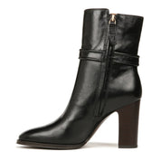 Franco Sarto Women's Informa Wren Buckle Detail Heeled Booties – Black Leather, Size 8.5M