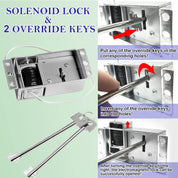 WAH YUE HING Electromagnetic Solenoid Safe Lock Replacement with 2 Override Keys - Nickel