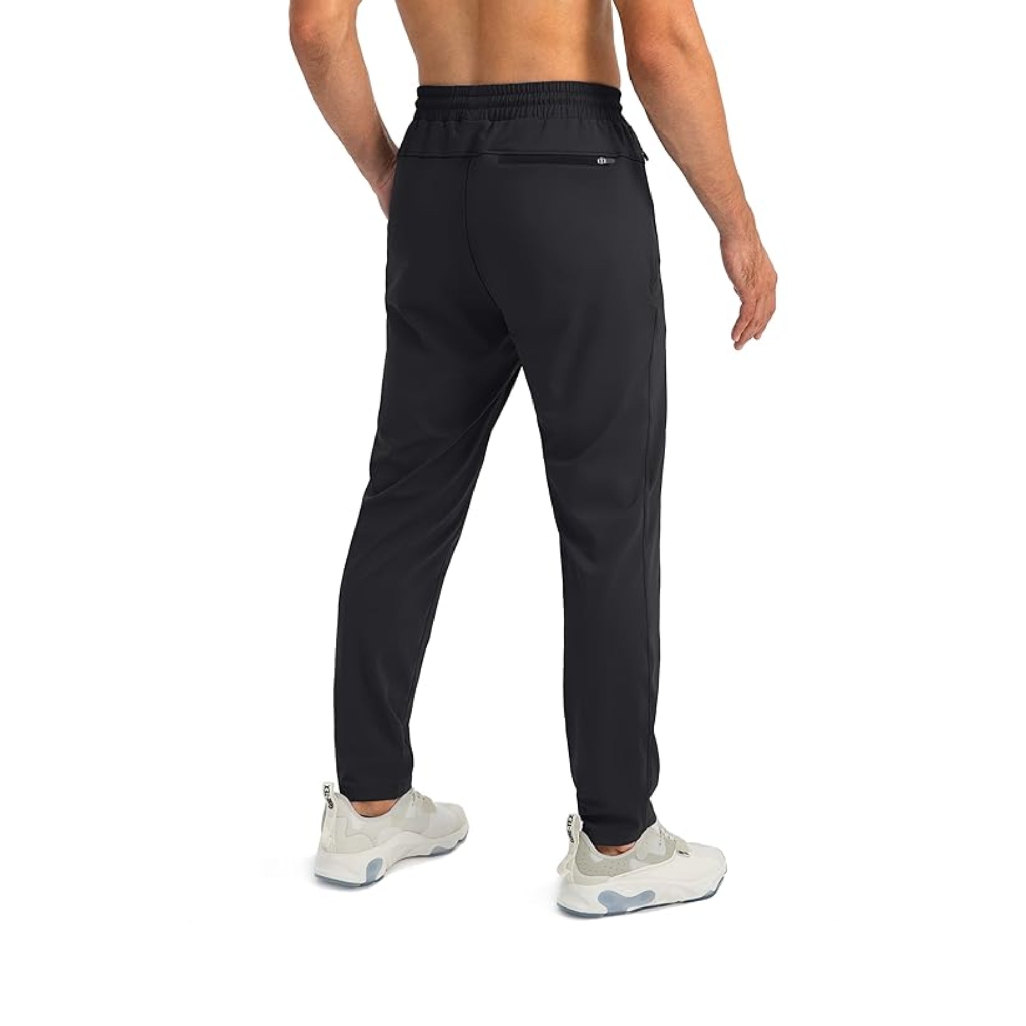 Men's Tapered Jogger Sweatpants with Zipper Pockets – Athletic Workout Pants, XXL, Black