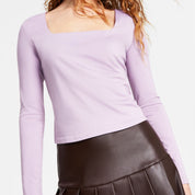 Bar III Women's Square-Neck Shine-Knit Top – Misty Lavender, Size XS