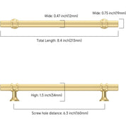 Asidrama 10 Pack 6.3 Inch (160mm) Brushed Gold Kitchen Cabinet Handles, Drawer Pulls, Cupboard Hardware
