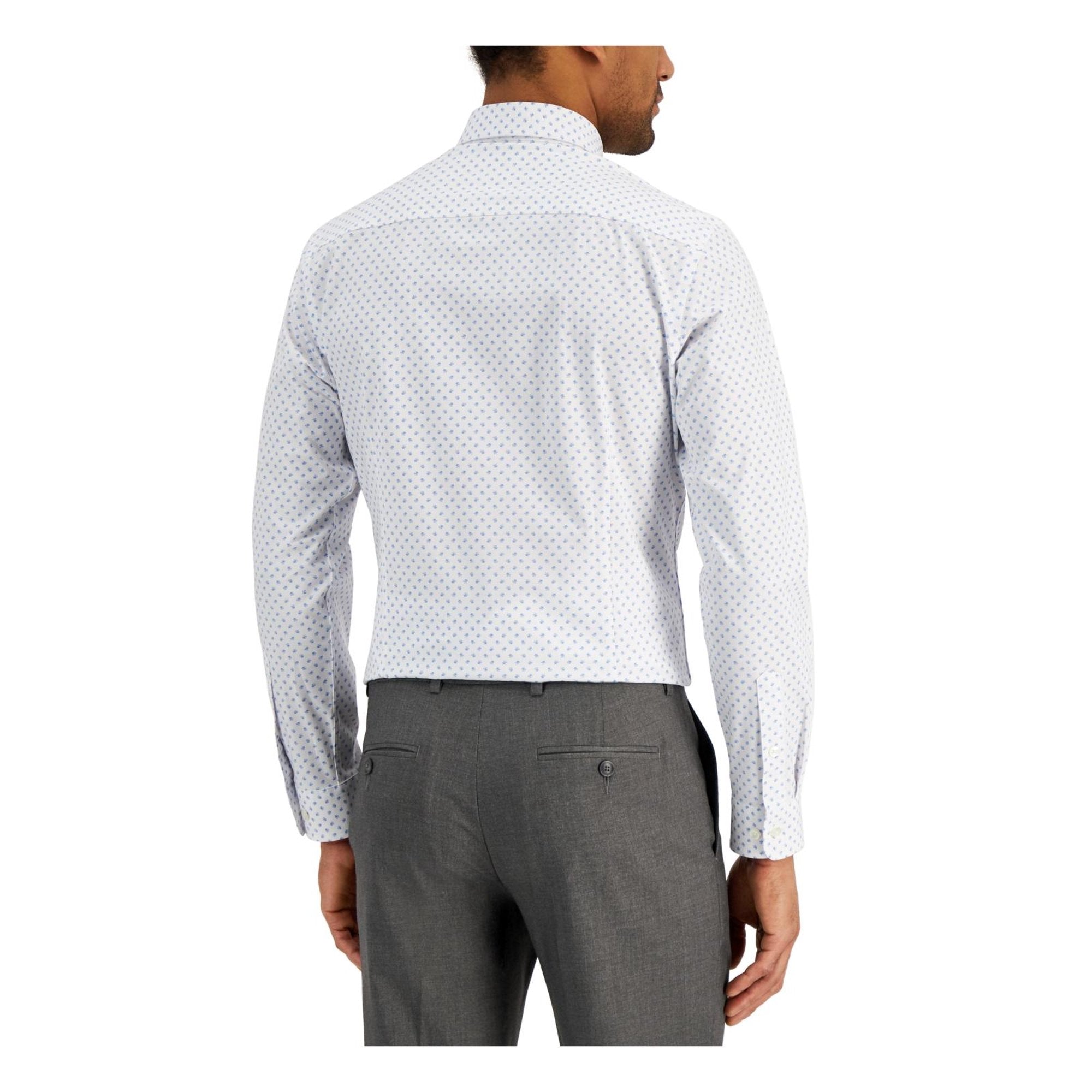 Club Room Men's Printed Slim Fit Dress Shirt, Blue - Size Small