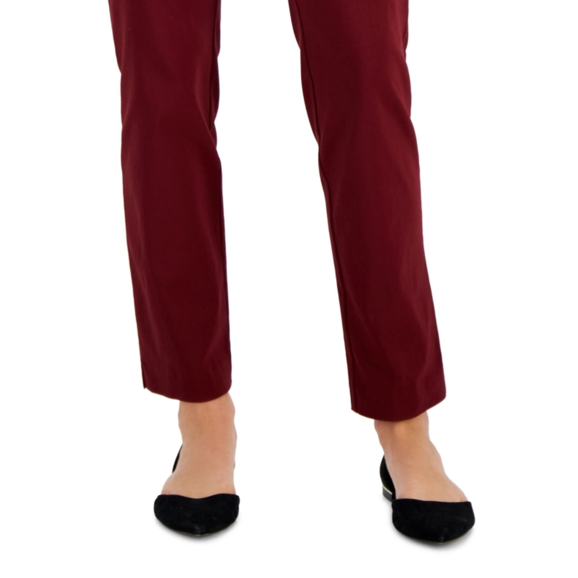 JM Collection Cambridge Woven Pull-On Pants – Dark Rust, Size S