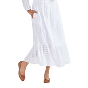 Style & Co Petite Cotton Tiered Eyelet Midi Dress – Bright White, Petite Medium