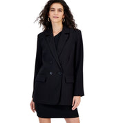 Bar III Women's Double-Breasted Blazer – Deep Black, Size - XXS