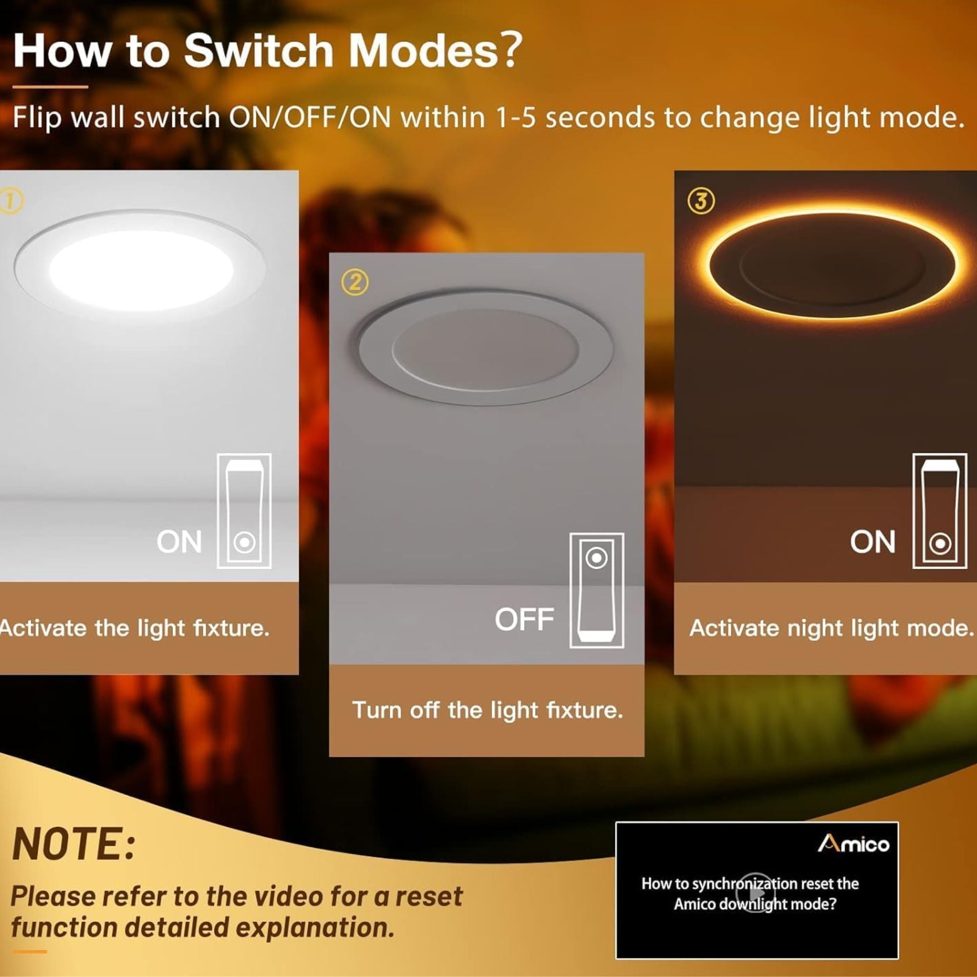 Amico 6 Pack 6-Inch 5CCT LED Recessed Ceiling Lights with Night Light, Ultra-Thin Canless Wafer Downlight, 12W=110W, 1100LM, Dimmable, ETL & FCC