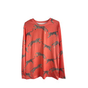 Leopard Print Crew Neck T-Shirt, Medium - Tangerine