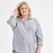 Style & Co Plus Size Striped Perfect Shirt - Beach Stripe - Size 1X