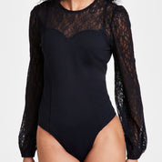 Bar III Women's Lace Bodysuit – Deep Black, XS