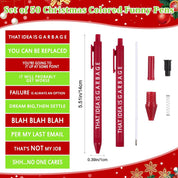 Geyoga 50-Pack Christmas Funny Pens – Snarky & Sarcastic Ballpoint Pens with Negative Quotes, Green & Red