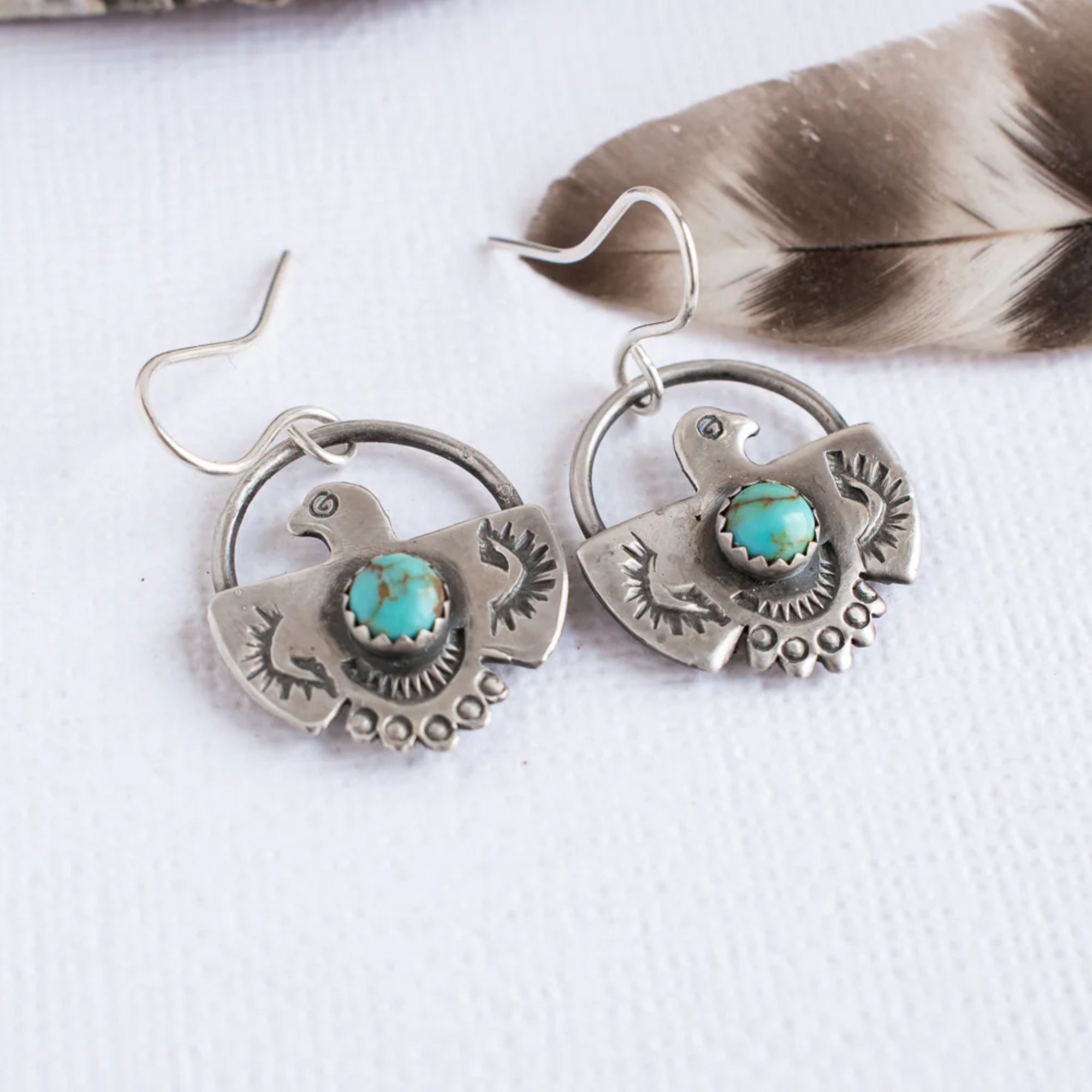Bohemian Inlaid Eagle Turquoise Earrings