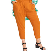 On 34th Plus Size Solid Double-Weave Ankle Pants – Pecan Roast, Size 0X