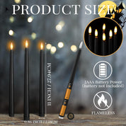 Macarrie 24-Pack Flameless Taper Candles – 11" Battery Operated LED Candlesticks – Black