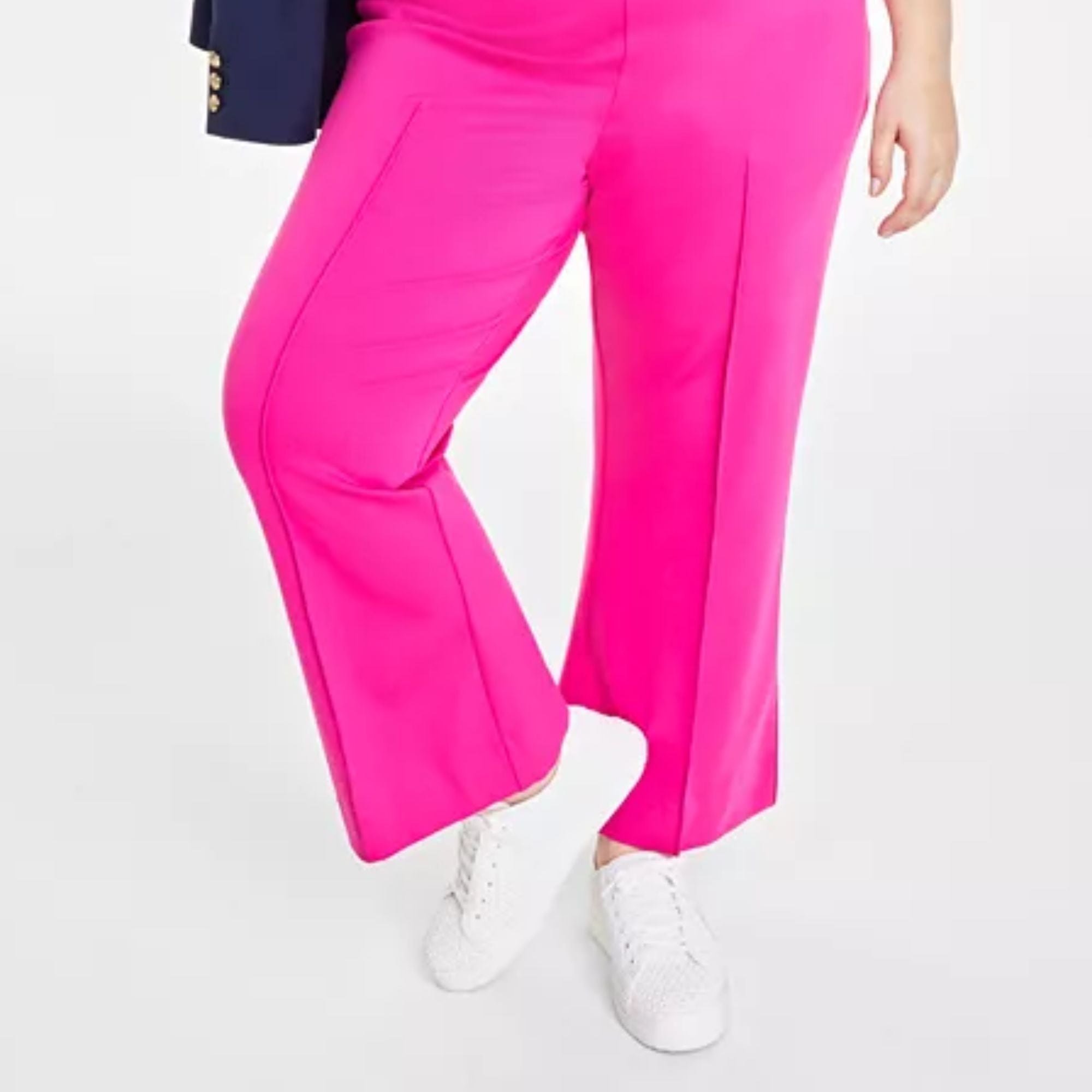 On 34th Trendy Plus Size Ponte Kick-Flare Ankle Pants - Jazzy Pink 1X
