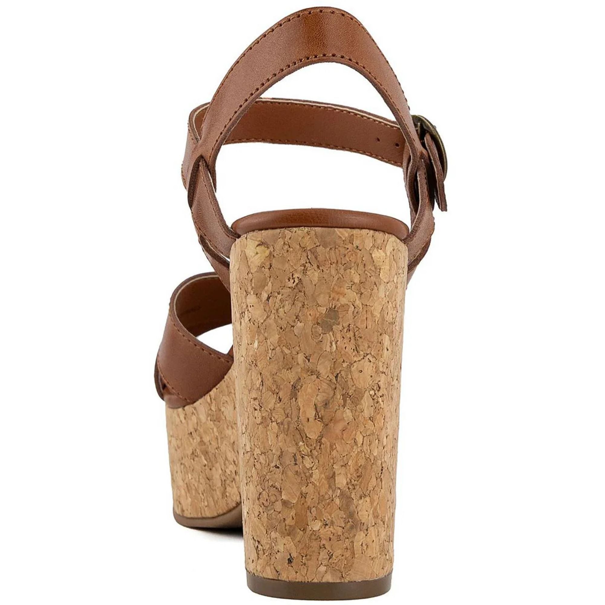 Lydia Women's Faux Leather Ankle Strap Platform Sandals – Brown, Size 7.5M