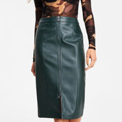 Bar III Women's Faux-Leather Zip-Front Midi Skirt – Amazon Jungle, Size 14