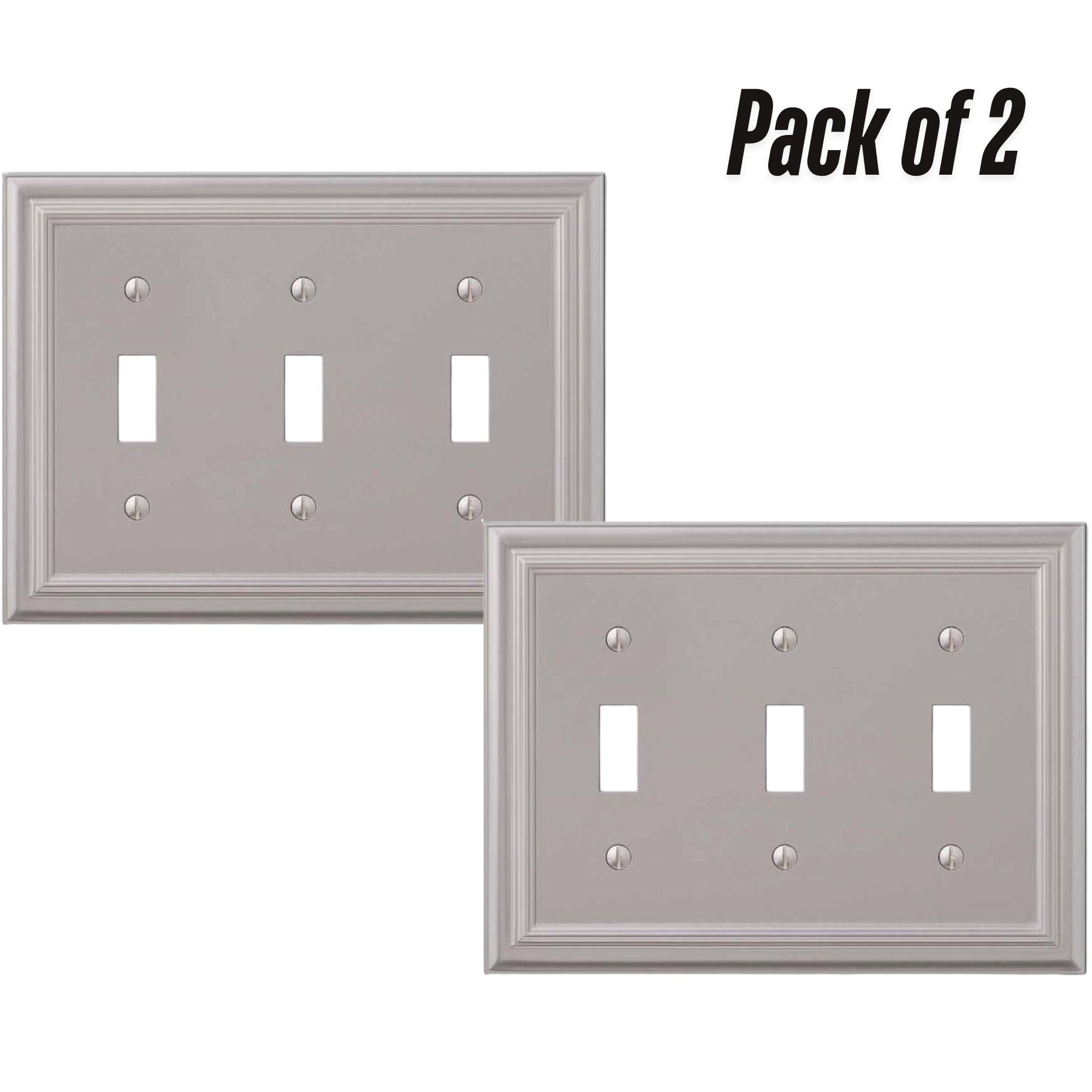 Continental 3-Gang Toggle Metal Wall Plate – Satin Nickel