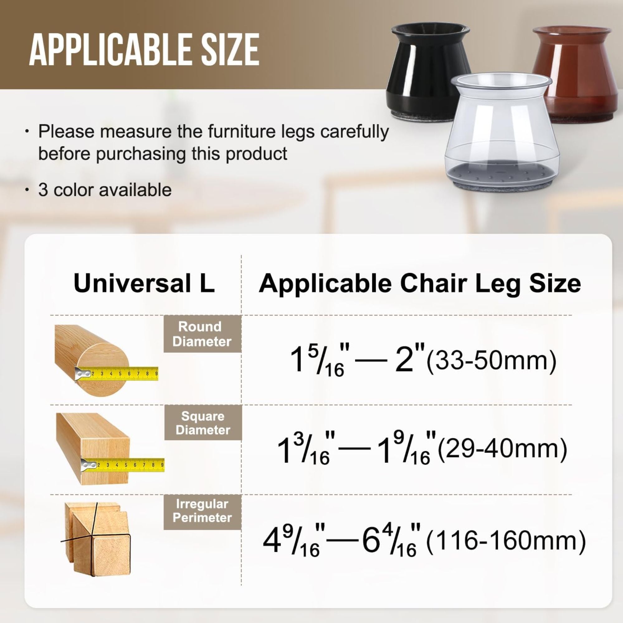BUMACO 40Pcs Chair Leg Floor Protectors for Hardwood Floors, Silicone Pads Covers (Universal L Clear Fit 1.3"-2")
