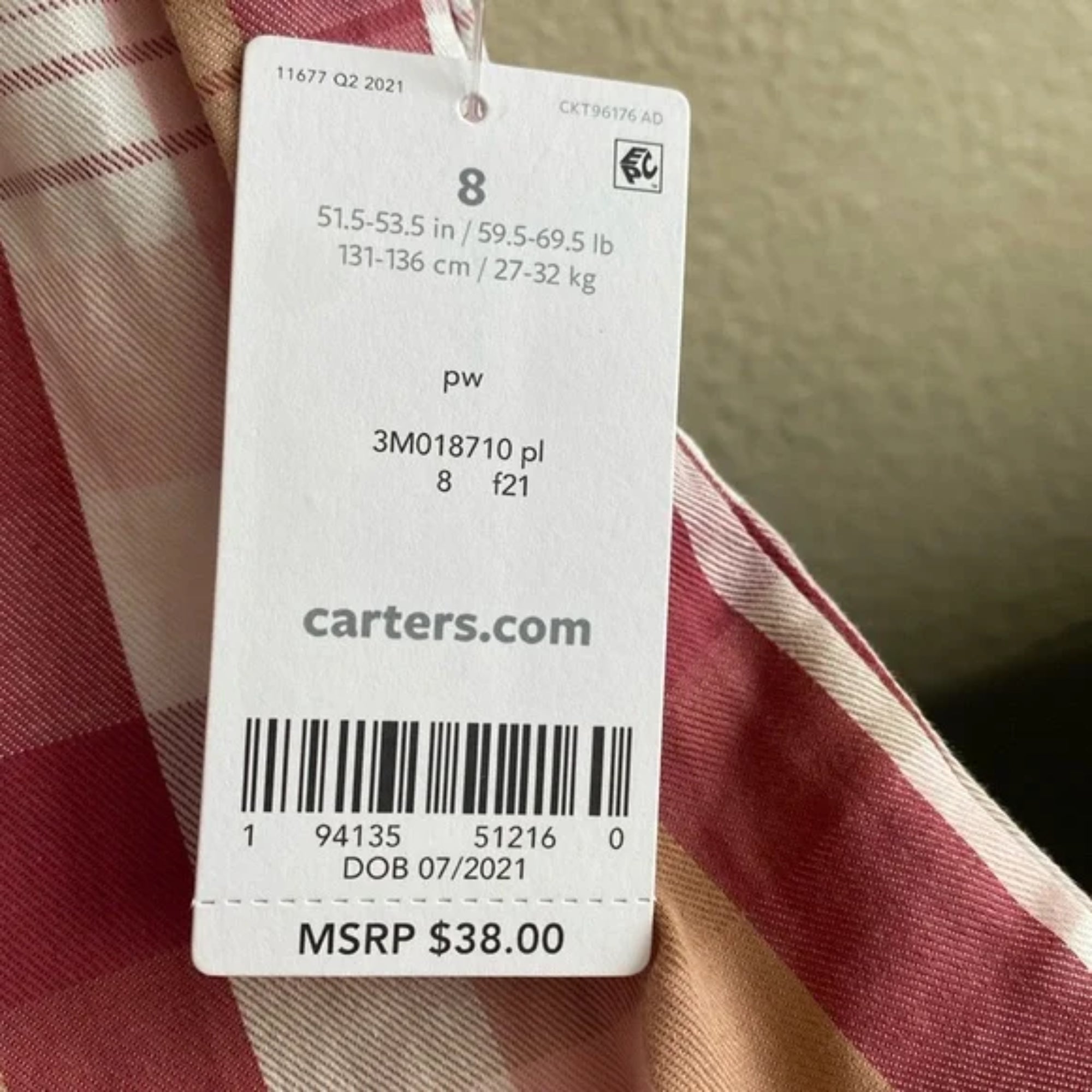 Carter's Toddler Girls' Plaid Dress - Size 2T