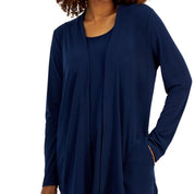JM Collection Women's Open Front Knit Cardigan – Intrepid Blue XL