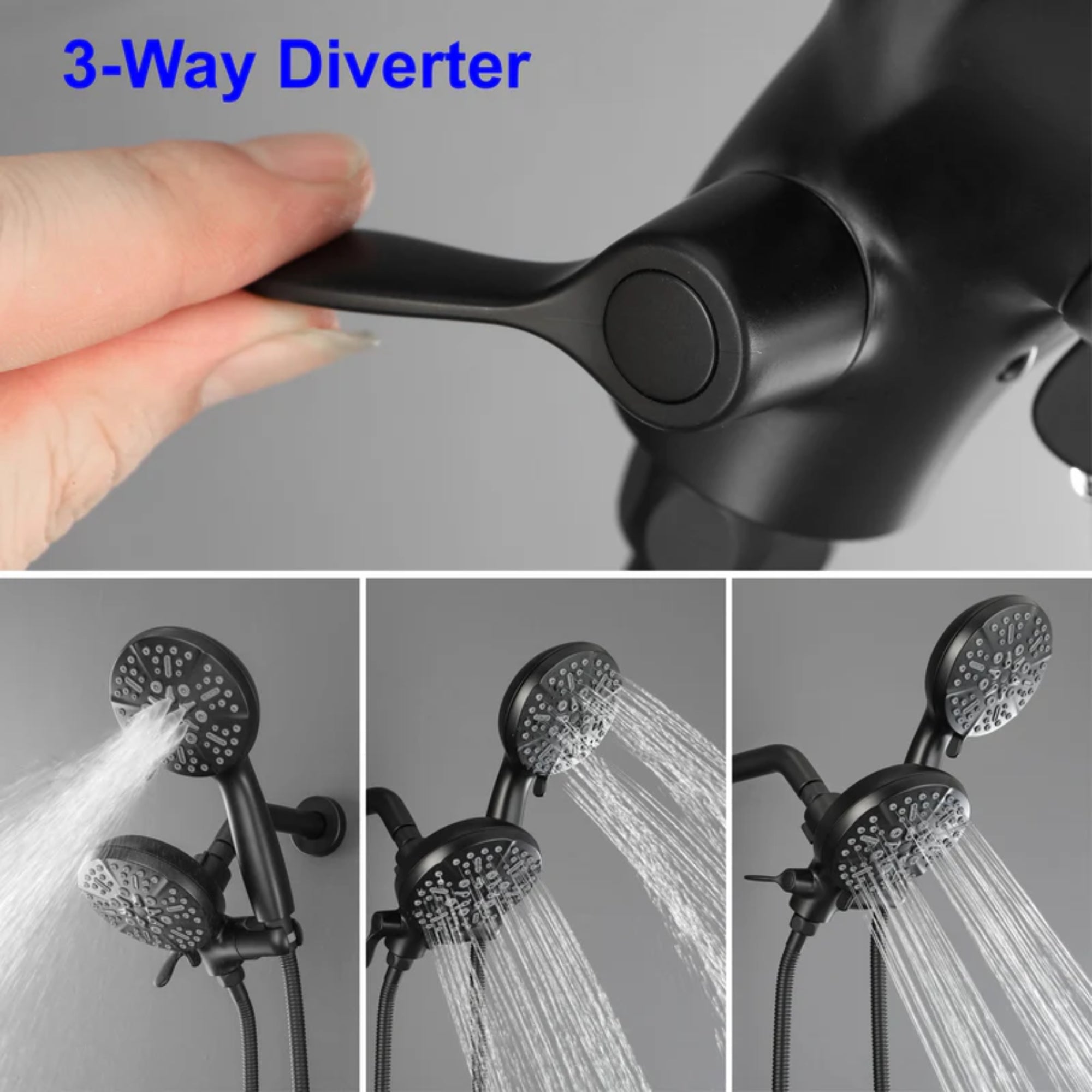 Single-Handle 5-Spray Settings High Pressure Handheld Shower with Faucet Valve
