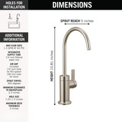 DWQ4001002 1.5 GPM Reverse Osmosis Beverage Faucet – Brilliance Stainless, Cold Only