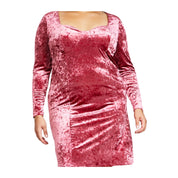And Now This Plus Size Corset-Style Crushed-Velvet Dress – Clay Red, Size 1X