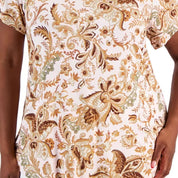 JM Collection Plus Size Bloom Print Short-Sleeve Top – Lilac Sky Combo, Size 1X