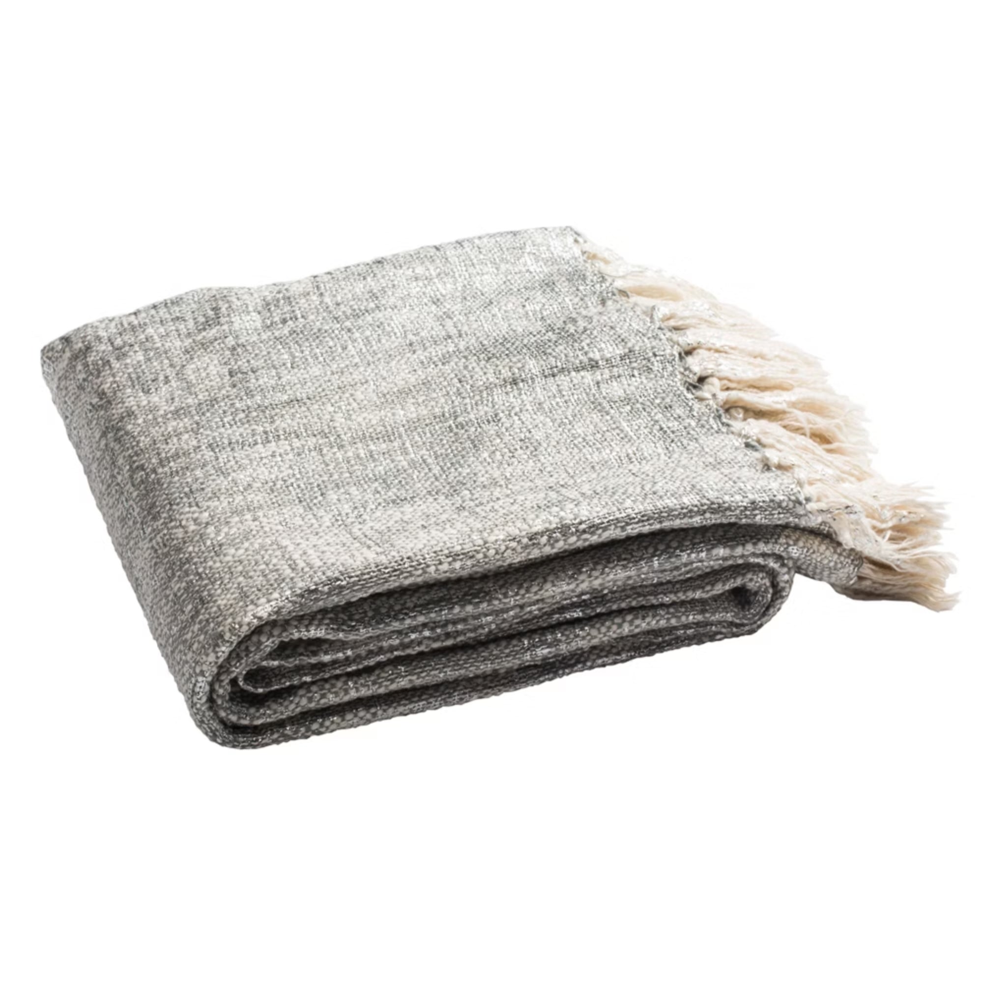 Hotel Collection Jacqui Metallic Throw – Size 50" x 70", Gray & Silver