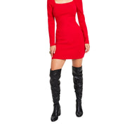 Bar III Women's Square-Neck Bodycon Sweater Dress – Cherry Candy, Size - Large