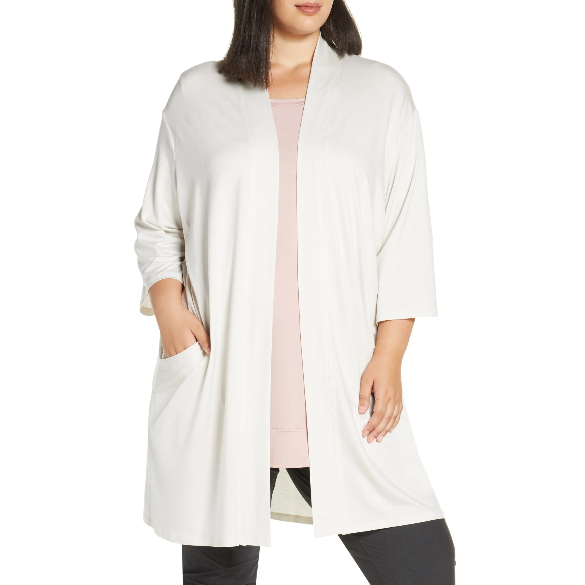Eileen Fisher Women's Plus Tencel Kimono Duster Top – Ivory