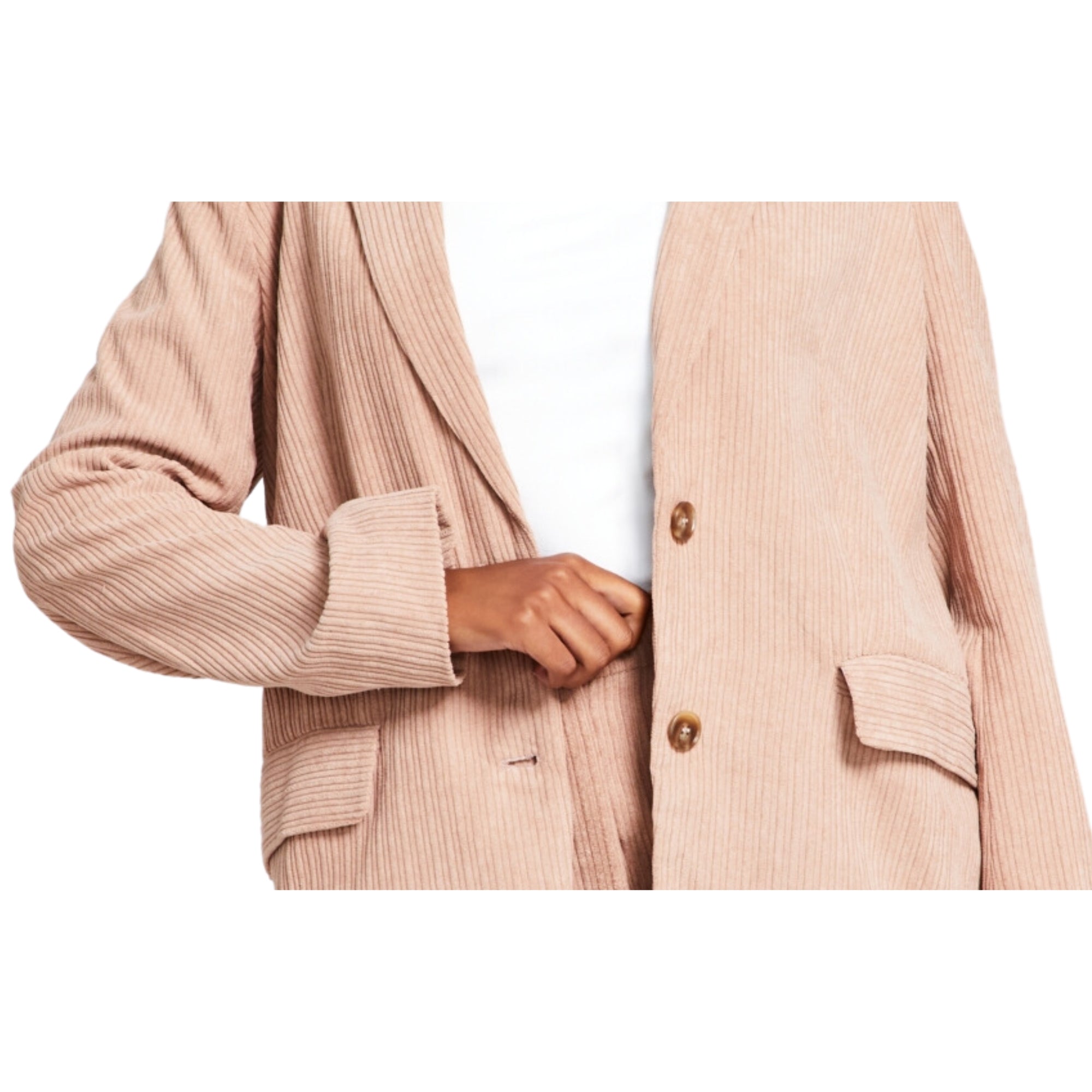 And Now This Women's Plus Size Corduroy Blazer – Almond (Beige), Size - XS
