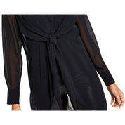 Bar III Women's Long-Sleeve Tie-Front Top – Black, Size - Large