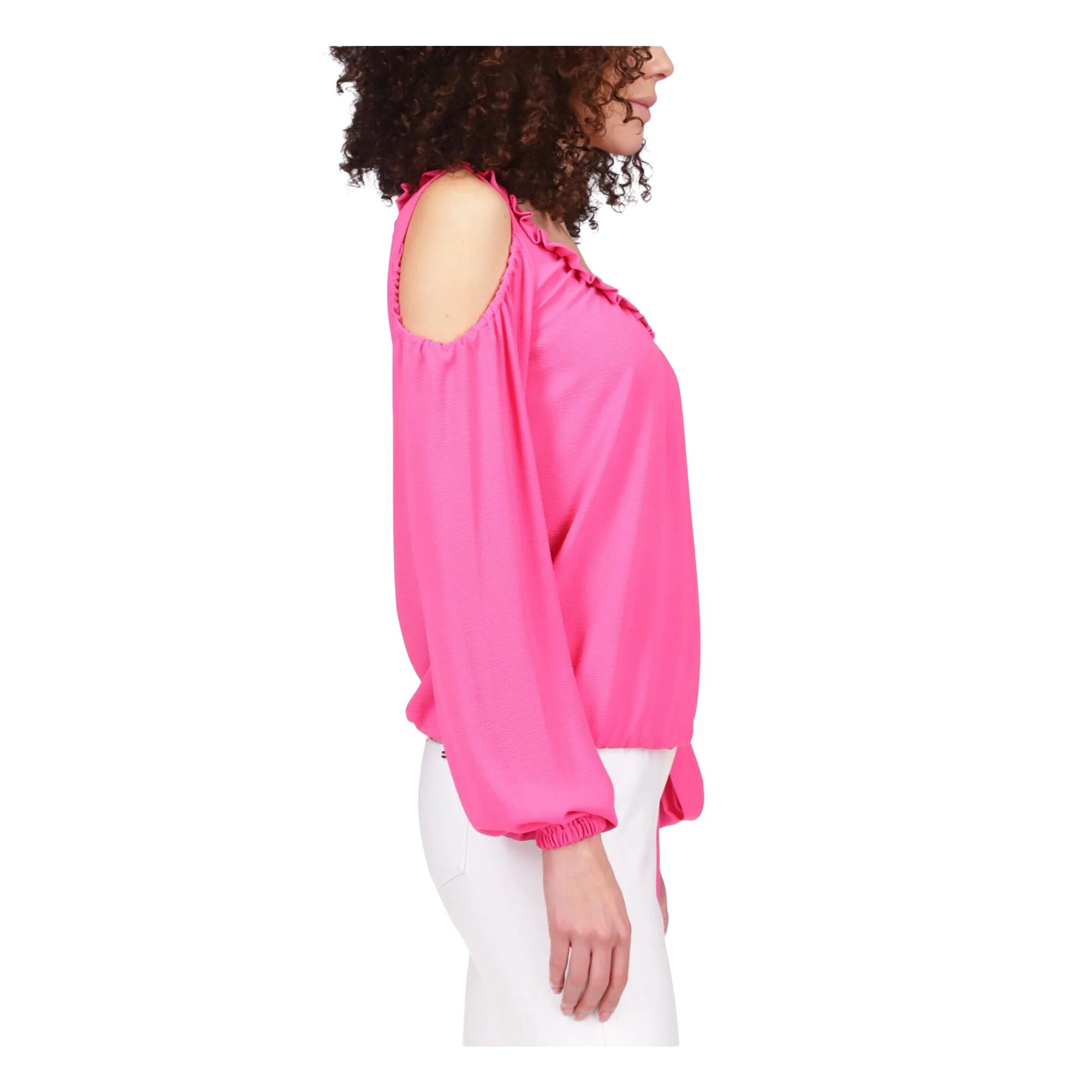 Michael Kors Women’s Cold-Shoulder Blouse Bundle – 2-Pack – Size XS – Pink & Denim Blue Tops