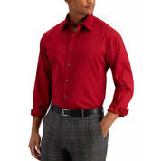 Club Room Men Regular Fit Solid Dress Shirt in Red - Medium