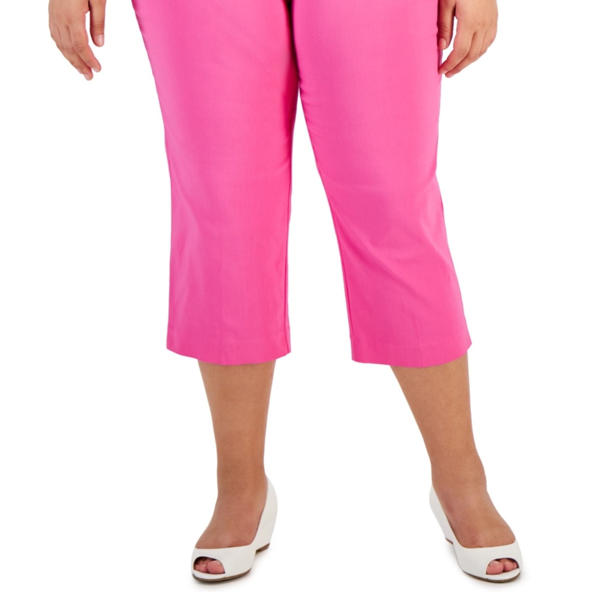 JM Collection Plus Size Tummy Control Pull-on Capri Pants – Divine Berry, 1X