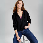 And Now This Women's Zip-Up Long-Sleeve Hoodie – Black, XXS