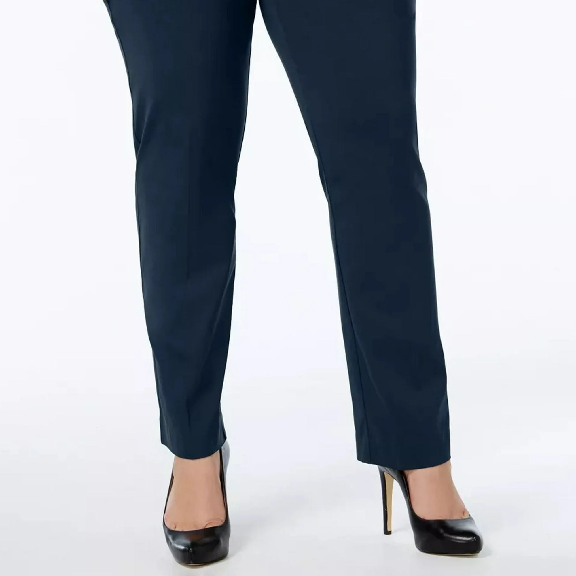JM Collection Plus Size Tummy Control Pull-On Slim-Leg Pants - Intrepid Blue, 24W Petite