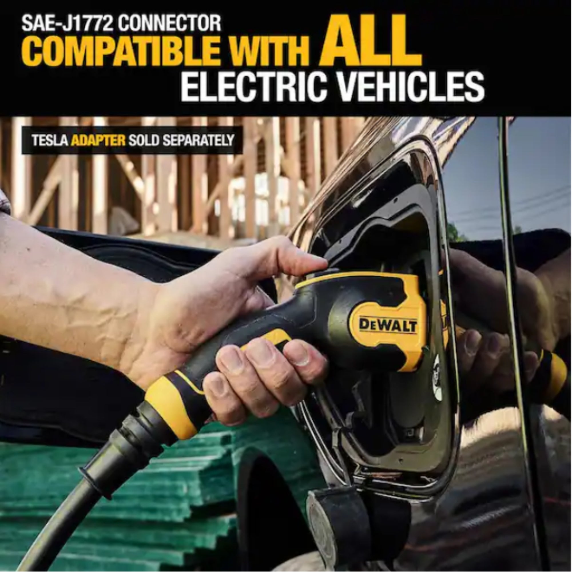 DeWalt Level-2 Portable Electric Vehicle EV Charger, 16 Amps, 120-240V, 3.8 KW, 25 Ft. Cable, Weatherproof