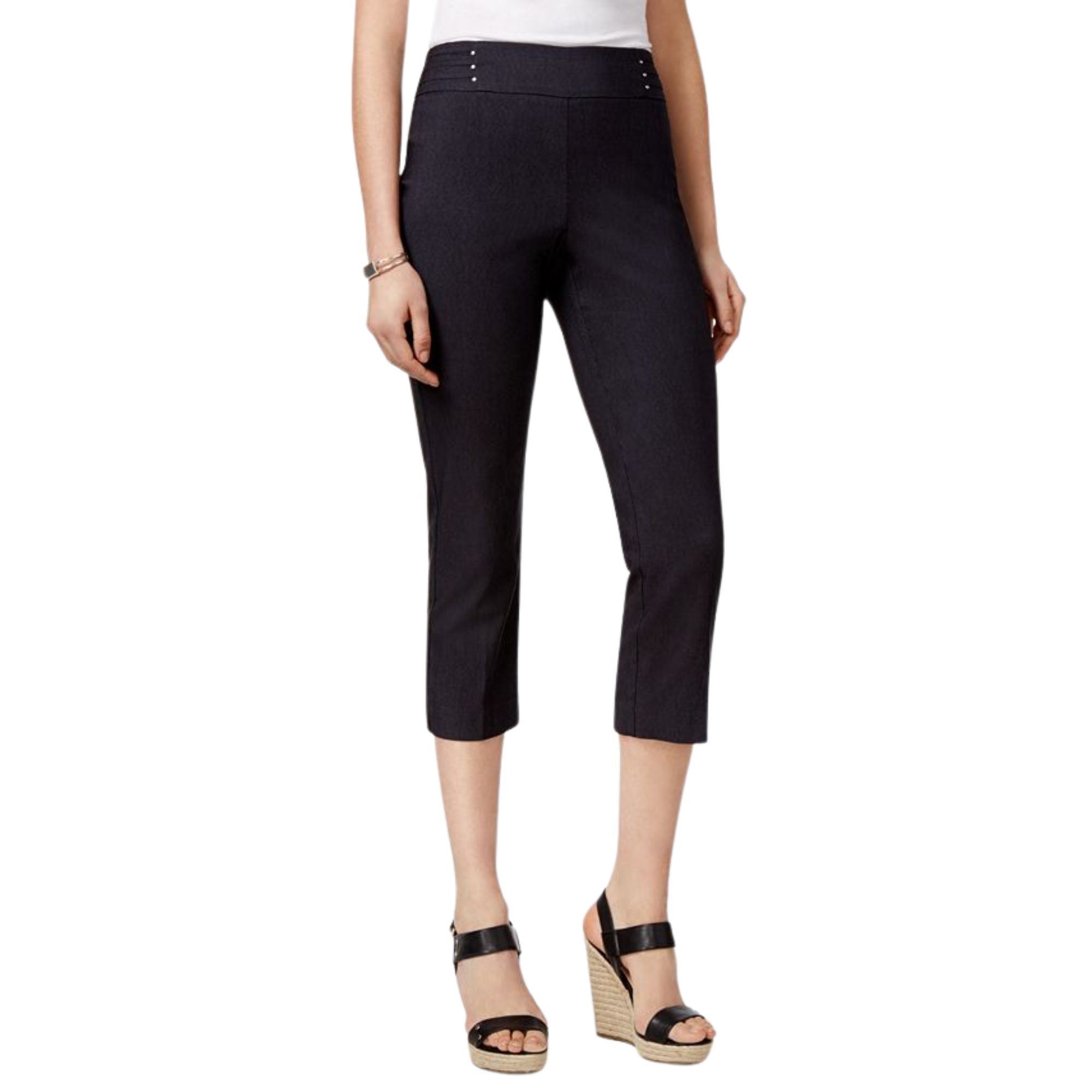 JM Collection Women's Tummy Control Stretch Capri Jeans – Navy, Size XL