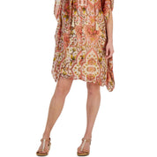 JM Collection Women's Short-Sleeve Printed Embellished Caftan Dress – Small