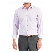 Alfani Men’s Shirt Bundle – Light Gray Short Sleeve + Purple Slim Fit Geo Dress Shirt – 2-Pack - Size Small