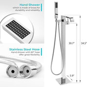 1-Handle Freestanding Floor Mount Roman Tub Faucet Hand Shower