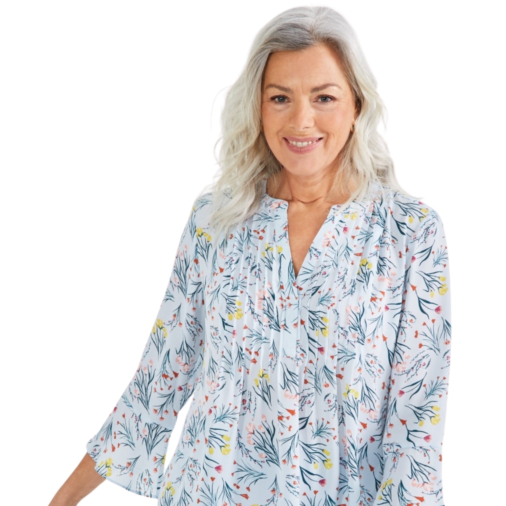 Style & Co Petite Floral Printed Pintuck Pleated Top – Shannon Dusk, Petite XS