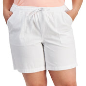 Style & Co Plus Size Cotton Drawstring Pull-on Shorts - Bright White - 3X